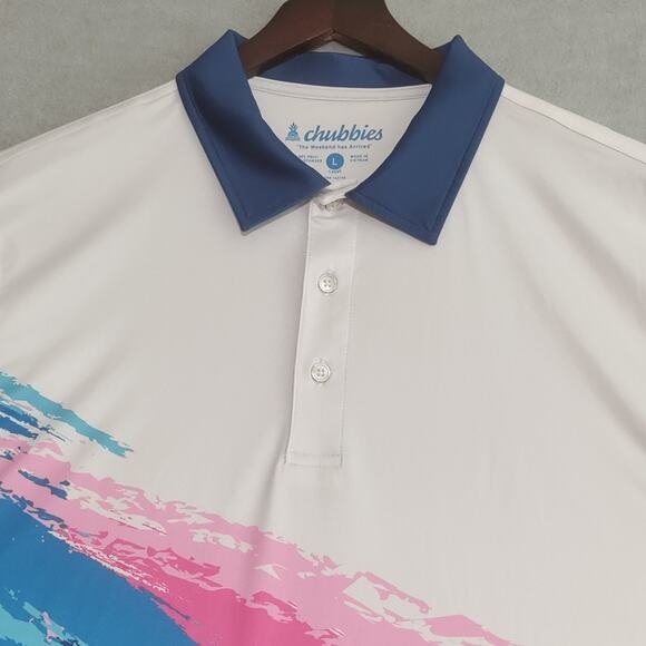 Chubbies Golf Performance Polo Shirt Mens Large Short Sleeve Abstract Colorful - Picture 4 of 11